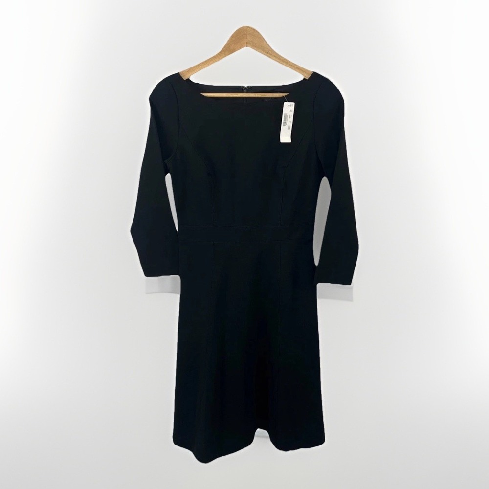 J.Crew NWT‎ Black Sheath Dress Fit And Flare In Stretch Ponte Knit LBD Sz 2